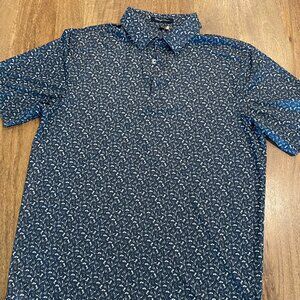 Straight Down | M | Western Print | Navy Blue